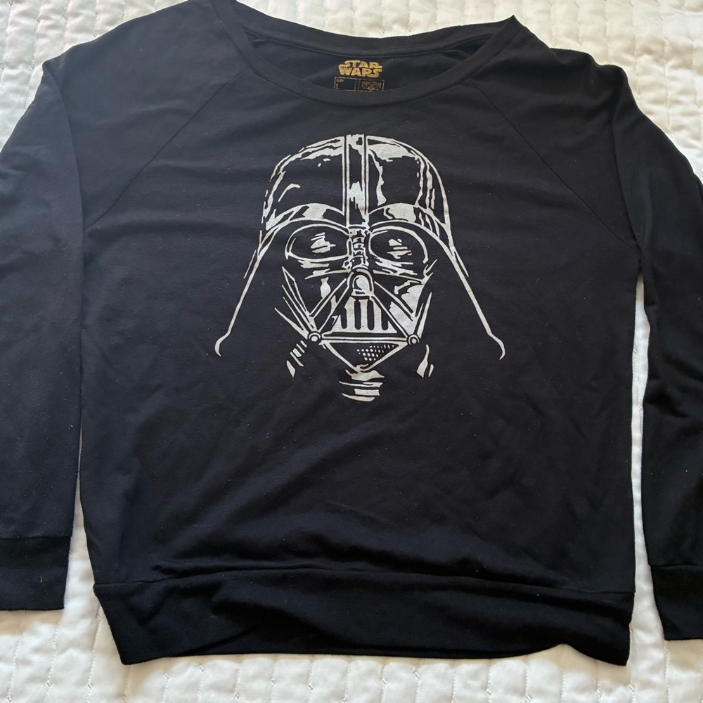 Star Wars Black Long Sleeve Shirt with Silver Darth Vader Graphic